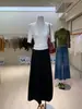 Camiseta versátil de color sólido minimalista de manga de cinco cuartos estilo coreano para mujer elegante, cuello medio alto, hombro normal, elástica, ajuste ceñido