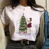 Camiseta Feminina de Manga Curta de Natal 2025 Moda Estampada Site Independente Aliexpress Transfronteiriça Camiseta Básica Camiseta Feminina