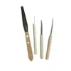 Herramientas de Escultura en Arcilla de Cerámica Cuchillo de Recorte de Acero Inoxidable Cuchillo de Escultura para Arcilla Blanda Mango de Madera Juego de 4 Piezas Cuchillo de Escultura para Arcilla DIY Venta al por Mayor