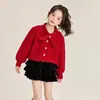 Atuendo de Año Nuevo de Moda para Niñas Mayores, Elegante Corbata de Moño Estilo Academia, Cuello Redondo, Suéter de Punto Versátil de Alta Gama