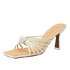 Fábrica de Origen Transfronterizo Personalizado Sandalias Retro Francesas de Abrigo con Punta Cuadrada Abierta Sandalias de Punta Abierta 826-10