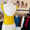 Nuevo Chaleco Sexy de Verano con Escote en U Sexy para Chica Sexy, Espalda Descubierta, Delgado, Ajustado, sin Mangas, con Almohadillas para el Pecho, Top Corto