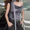 Camiseta sem mangas com estampa de letras da Amazon Cross-Border Fashion com design que afina a silhueta e decote estiloso Pg9354