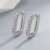 Pendientes Cuadrados Europeos y Americanos de Plata de Ley S925 de Alta Gama Transfronterizos, Pendientes de Moda Personalizados para Mujer, Pendientes Simples en Forma de U