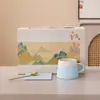 Taza de Café de Cerámica con Diseño de Montaña Taza Taza Platillo Juego Lujo Ligero Taza de Café Latte para Regalos a Maestros, Colegas y Amigos