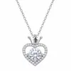 Collar de moissanita chapado en oro blanco para mujer, simple y elegante, colgante clásico de trébol de cuatro hojas, joyería de cadena para la clavícula, artículo popular de transmisión en vivo