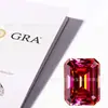 Piedras Sueltas de Moissanita de Corte Esmeralda Coloridas, Moissanita Rectangular Facetada Rosa Irregular, Dorada, Champaña al por Mayor en Stock