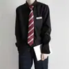 Camisa Masculina Básica Diária Uniforme jk/DK Japonês Manga Longa Preto e Branco Colarinho Pontudo