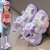 Sandalias para Niñas 2025 Verano Nuevo Estilo Deportivas Infantiles de Punta Cerrada con Hebilla Giratoria Zapatos Elegantes de Princesa para Niñas Mayores