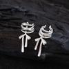 Lujo Ligero Gama Alta Plata Lazo de Cinta Clip para Oreja Pendientes Dulces Estilo Ballet para Mujer Pendientes de Diseño de Nicho