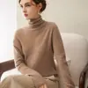 Suéter de Punto de Cuello Alto para Mujer, Nuevo en Otoño, de una Sola Pieza sin Costuras, 100% Cachemira Pura, Holgado, Versátil, Capa Base