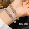 Beleza Brilhante~Pulseira de Flor Dupla Camada com Zircônia Galvanizada a Ouro 18K Real, Toque de Luxo Leve de Alta Qualidade, Joia de Mão de Nicho para Mulheres