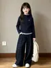 Conjunto Feminino Outono/Inverno 2026 com Plus Veludo Novo Casual Estilo Preguiçoso Versátil Moletom Quente Calça Xadrez Conjunto de Duas Peças Tendência