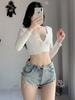 Nuevos Shorts Vaqueros Sexy de Verano para Mujer 2023 Europeos y Americanos Amazon Burr Cintura Alta Ajustados Sexy