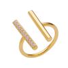 Anillo abierto para el dedo índice, chapado en oro de 18 quilates, ajustable, con líneas geométricas y diamantes, al estilo de las celebridades japonesas y coreanas de internet.