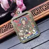Nuevo colgante thangka de Nepal collar de los ocho dioses guardianes pintura en tela caja gawu caja de pintura de Tíbet con cordón