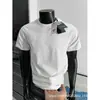 Camiseta de Corrida Esportiva ao Ar Livre Refrescante de Secagem Rápida para Homens, Verão Gelo Seda Elástica Fitness Cor Sólida Manga Curta Atacado