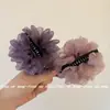 Nuevo Pinza de Plátano Francesa de Doble Capa con Organza y Pedrería Brillante, Pinza Giratoria Versátil y de Alta Gama para la Parte Posterior de la Cabeza