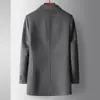Abrigo de Hombre 2023 Otoño e Invierno Gabardina de Lana Doble Faz para Profesionales de Negocios de Mediana Edad, Color Sólido, Abrigo de Lana de Longitud Media, Estilo de Negocios Ligero