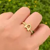 Europa y Estados Unidos transfronterizo anillo de oro de 18 quilates 26 letras inglesas anillo de apertura ajustable con cuentas de burbuja suministro de comercio exterior