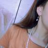 Aretes Clip Largos con Borla de Perlas de Agua Dulce en Forma de U, Estilo Nuevo, No Requieren Perforación, Simples y Elegantes, Efecto Adelgazante, Diseño de Bobina de Mosquito
