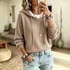 Moda europea y americana para mujer 2026, tienda independiente de Amazon, nueva sudadera con capucha de punto y cordón, suéter, prenda exterior holgada