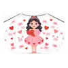 Capa Colorida de San Valentín para Niños Hecha a Medida de Fábrica con Estampado de Corazón, Capa de Oso con Capucha y Cordón