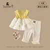 Tao Guoer 2026 Novo Estilo de Verão Conjunto de Duas Peças Vestido Princesa e Leggings para Bebês e Crianças Pequenas