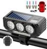 Luz de Bicicleta de Alto Brilho para Ciclismo Noturno, Estilo ABS Horizontal Rotativo, 15 LEDs Farol Dianteiro Alto e Baixo, Vermelho e Azul com Buzina