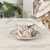 Série Jardim de Inverno de Ogidi Conjunto de Café Prato de Jantar Ocidental Xícara e Pires de Café Retro Elegante Conjunto de Chá para o Chá da Tarde