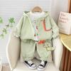 Traje casual de tres piezas con sudadera de manga larga de dinosaurio de dibujos animados para niños y niñas de 1-2-3-4-5 años, nuevo para Primavera y Otoño