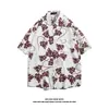Camisa de Manga Corta para Hombre y Mujer Estilo Hong Kong Retro Estampada Verano Delgada con Caída Guapo Casual Chaqueta de Media Manga Moderna