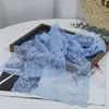Bufanda Larga de Encaje Floral con Perlas Estilo Francés, Bufanda de Seda Lisa Popular para Primavera/Verano, Bufanda Larga de Cuello Versátil y de Moda Estilo Coreano