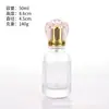 Decantador de Perfume de Luxo Tampa de Mármore Base Vulcânica Frasco de Vidro Transparente Frasco de Perfume Vazio Embalagem Cosmética Frasco Vazio