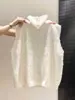 Colete de tricô macio, felpudo, com gola alta e fecho de botões, um suéter estiloso e de caimento solto para mulheres, perfeito para o outono e inverno, com design de tricô circular
