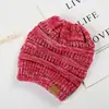 Chapéu de Lã Outono e Inverno Transfronteiriço Feminino cc Chapéu para Rabo de Cavalo Quente Tricô CC Topo Vazio Simples Chapéu de Lua