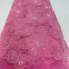 Tela de malla bordada con flor 3D y tela bordada con cuentas y perlas para vestidos de novia, vestidos de gala, vestidos, multicolor en stock