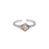 Anillo abierto de plata de ley S925 para mujer, estilo coreano, con diseño de nicho, incrustaciones geométricas cuadradas de circonita y textura.