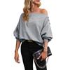 Amazon Transfronterizo 2024 Nuevos Diseños Europeos y Americanos Ropa Tops Otoño Cuello de Una Línea Hombros Descubiertos Sudaderas para Mujeres Venta al por Mayor