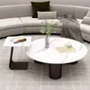 Mesa de centro para sala de estar, para espacios pequeños, combinación de moda, vidrio y losa de roca, mesa de centro redonda para dormitorio, minimalista moderno, otro