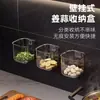 Estante de condimentos de alta gama para cebolla, jengibre y ajo, caja de almacenamiento de cocina, caja de almacenamiento transparente, caja de almacenamiento de pared, instalación sin perforación