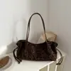 Nuevo Estilo Transfronterizo Estampado de Leopardo Gran Capacidad Bolso de Hombro Único Bolso de Compras para Debajo del Brazo Casual para Viajes Cotidianos Bolso Tote Retro Bolso de Mujer para Otoño Invierno