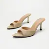 Novedades de Primavera: Sandalias de Tacón Alto con Punta Abierta Color Verde Oliva, de Moda, Elegantes, Sencillas, Versátiles, Tacones Altos Delgados para Mujer, Transfronterizas