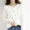 Cárdigan de Punto con Cuello Redondo Suéter Abrigo para Mujer Principios de Primavera Principios de Otoño Invierno Estilo Nuevo Manga Larga Holgado Estilo Coreano Lana Ropa Corta
