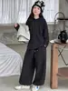 Conjunto de Tres Piezas para Niñas Otoño/Invierno Nuevo Estilo Coreano Sudadera con Capucha y Chaleco Acolchado de Algodón para Niños Mayores Top Grueso de Otoño Tardío Pantalones de Pierna Ancha