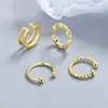 Anel de osso da orelha em prata de lei S925, clipe de orelha torcido, camada dupla, fecho de orelha sem furo, moderno, nicho, simples, joia de orelha da Coreia do Sul