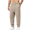 Calça Jogger Jacquard Pesada Masculina para 2026, com Cintura Elástica e Cordão, Bolsos Grandes para Esportes