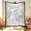 Manta Creativa de Graffiti DIY para Colorear Dibujo a Línea Blanco y Negro Manta Pintada a Mano Ocio en Casa Manta Multifuncional para Siesta Venta al por Mayor