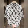 Camisa de Manga Larga Tejida Floral de Personalidad Ge Hua Primavera y Otoño Abrigo para Hombre Delgado Jóvenes Sociales Yuppi Chaqueta Guapa