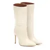 Moda europea y americana talla grande puntada de punto Botas de pedal de PU blanco Suministro de comercio exterior Amazon AliExpress